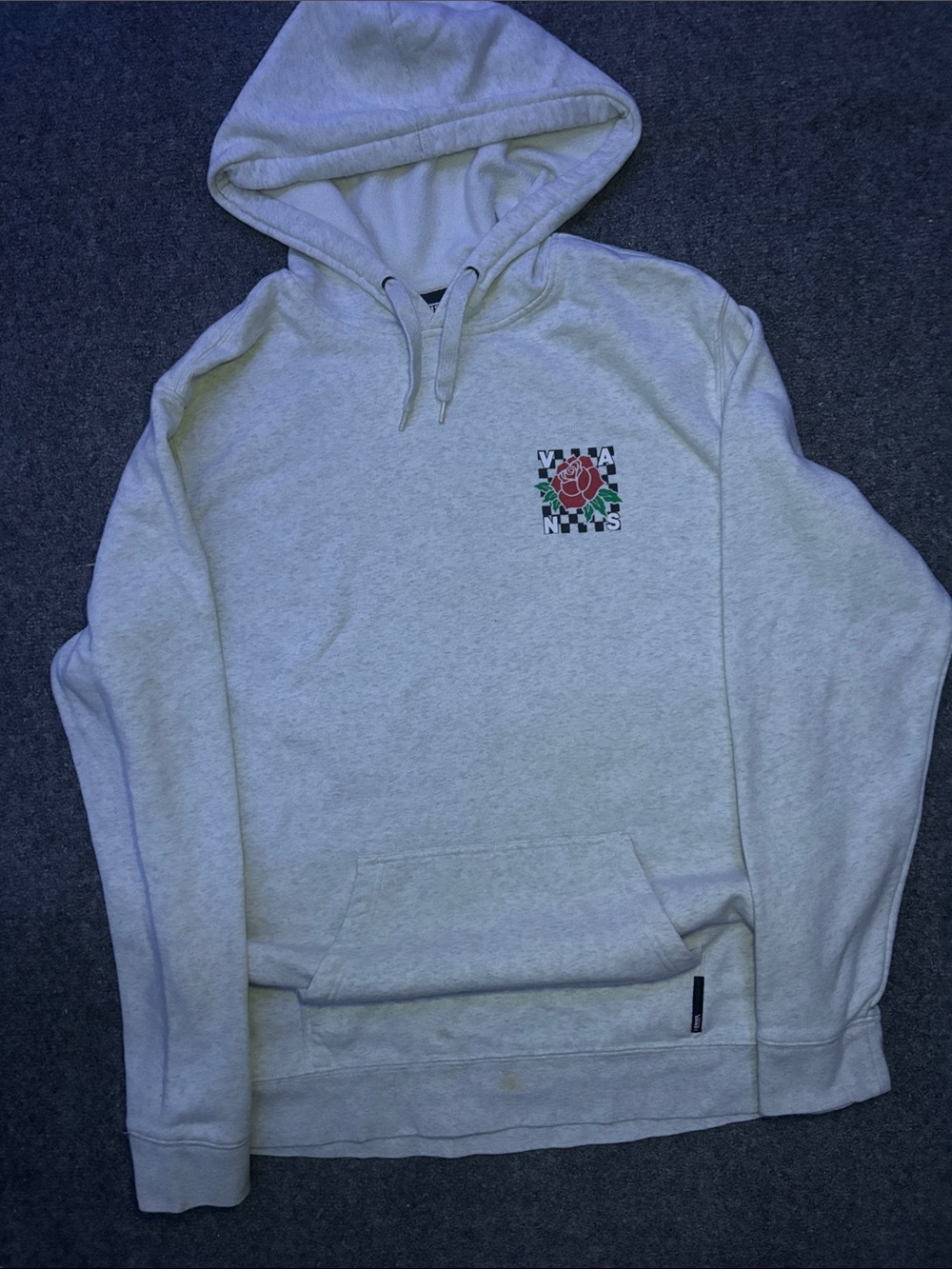 Men's Light Gray Pullover Hoodie with Rose Graphic
